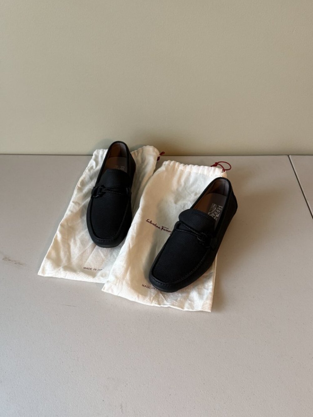 Salvatore Ferragamo Men’s Black Leather Driver Loafers Size 9.5 EE Made in Italy - Picture 7 of 8